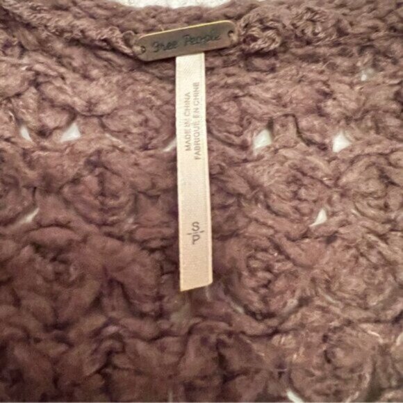 Free People  *Crashing Waves Pullover Sweater Brown Knit Relaxed Womens  Small - Picture 6 of 13